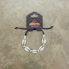 Sigay Shell Bracelet, White Bead with Black Cord