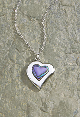 Silver Chain, Pewter/Paua - Heart