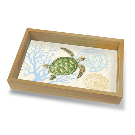 Coastal Wood Tray Small, Honu Voyage