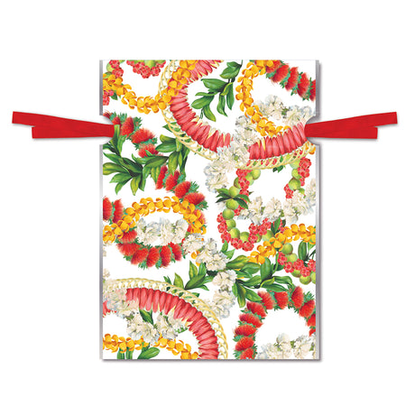 Small Foil Drawstring Gift Bag 3 Pack, Leis of Beauty