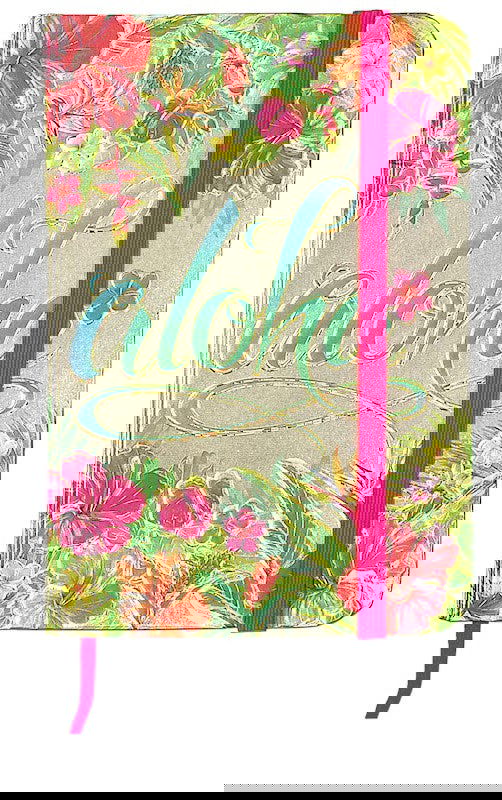 Foil Notebook w/ Elastic Band SM, Aloha Floral  