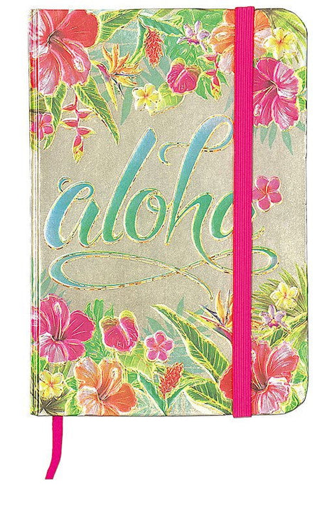 Foil Notebook w/ Elastic Band SM, Aloha Floral  