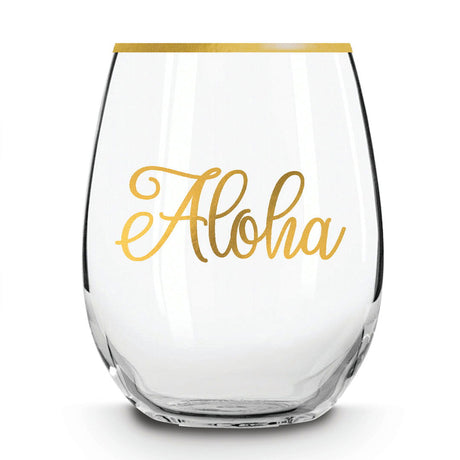 Stemless Wine Glass, Golden Aloha  