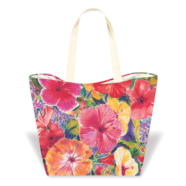 Tropical Beach Totes, Hibiscus Impression  