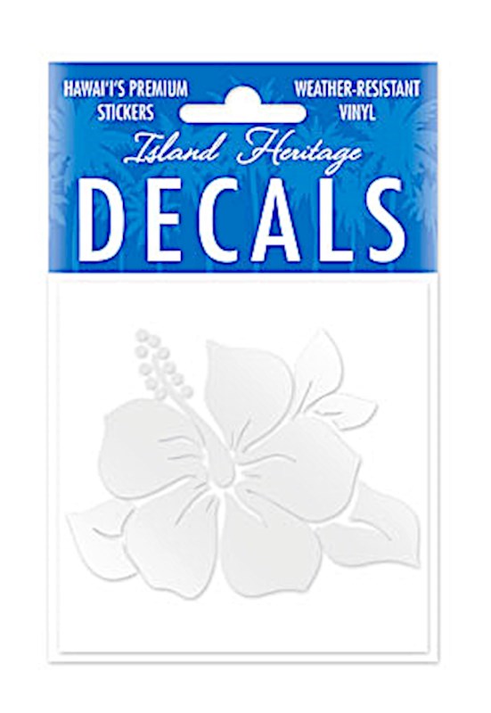 White Hawaii hibiscus flower decal in package