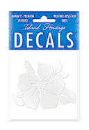 White Hawaii hibiscus flower decal in package