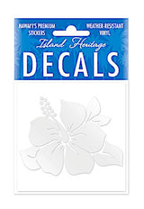 White Hawaii hibiscus flower decal in package
