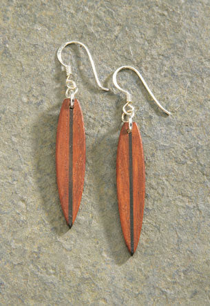 Wood Earrings, Surfboard