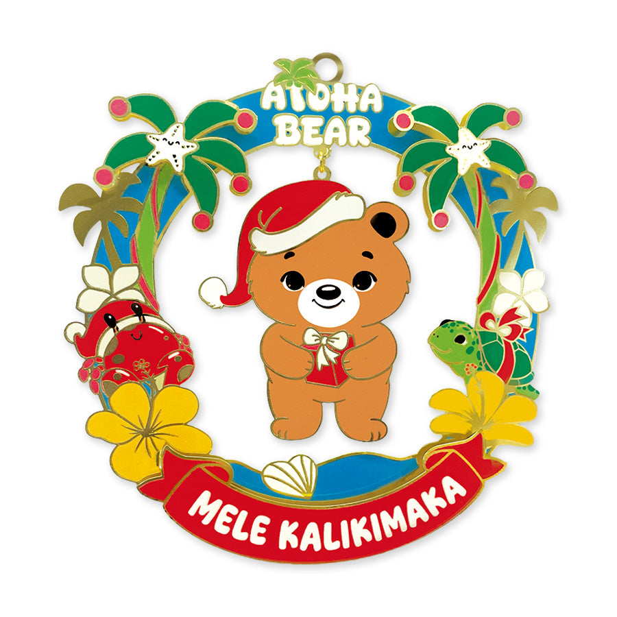 aloha bear metal ornament