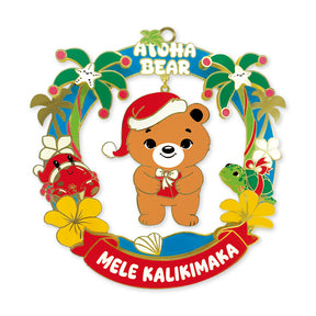 aloha bear metal ornament