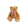 Medium-sized Aloha Bear plush toy with soft brown fur, a smiling face, and a pink 'Aloha Bear' ribbon tied around its neck.