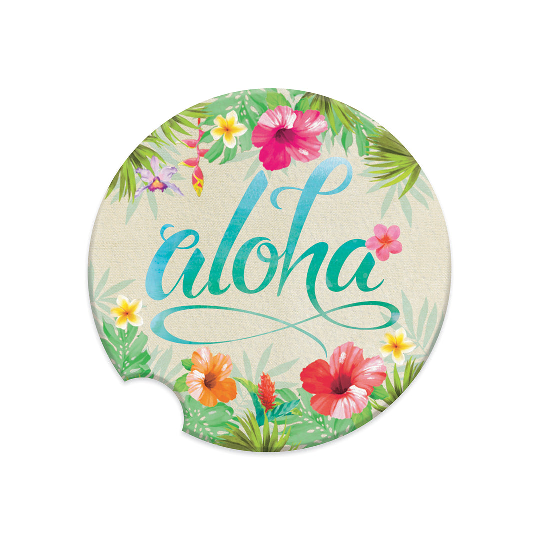 circular aloha floral car accessory 