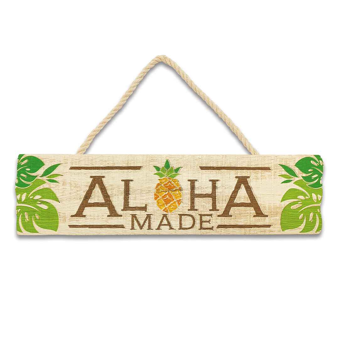 Wooden Hanging Sign, Aloha Made - Pineapple