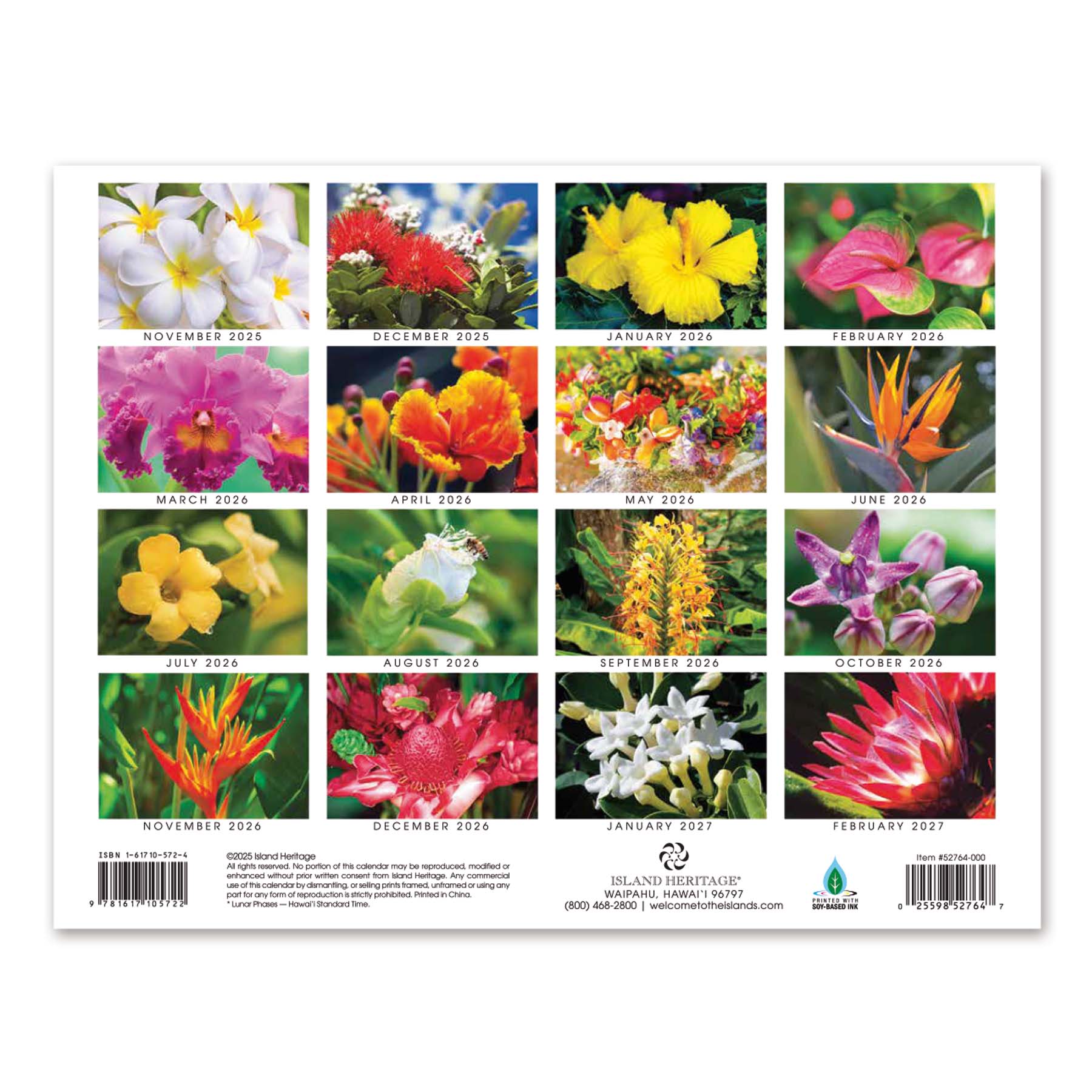 カラフルエアファーン　オーダーページ　花材　(2026) 2026 16-Month Calendar | Flowers of Hawai'i – Our Island Heritage