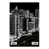 Black and white cityscape illustration on a black background with 'Island Heritage' branding.