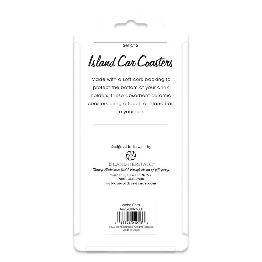 The back of a package of island car coasters