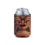 tiki can cooler with a silver can on a white background