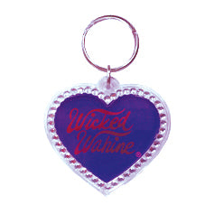 Wicked Wahine Heart Rhinestone Acrylic Keychain