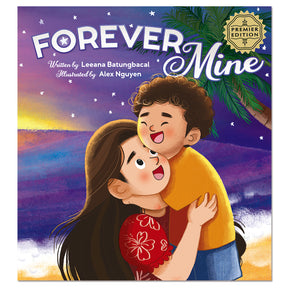 Book cover of 'Forever Mine' with a couple embracing against a colorful background.
