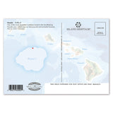 Map of Hawaii on a postcard with 'Island Heritage' branding