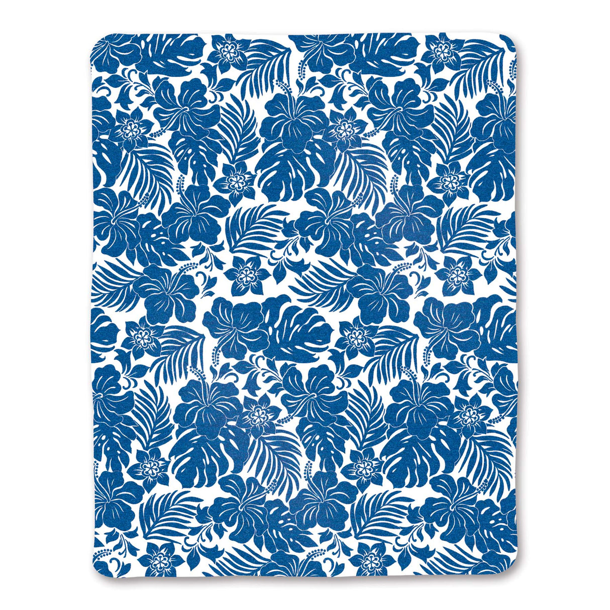 Blue floral pattern blanket on a white background