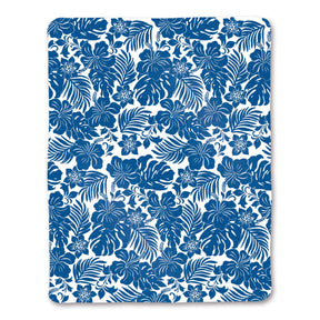 Blue floral pattern blanket on a white background