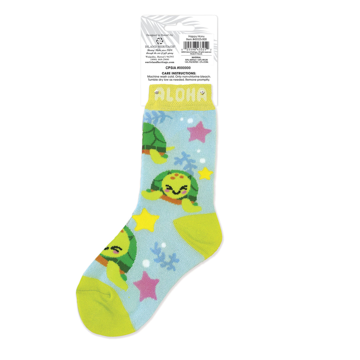 Colorful socks with turtle design on a white background