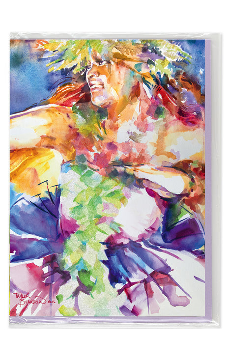 Colorful abstract painting of a woman hula dancer