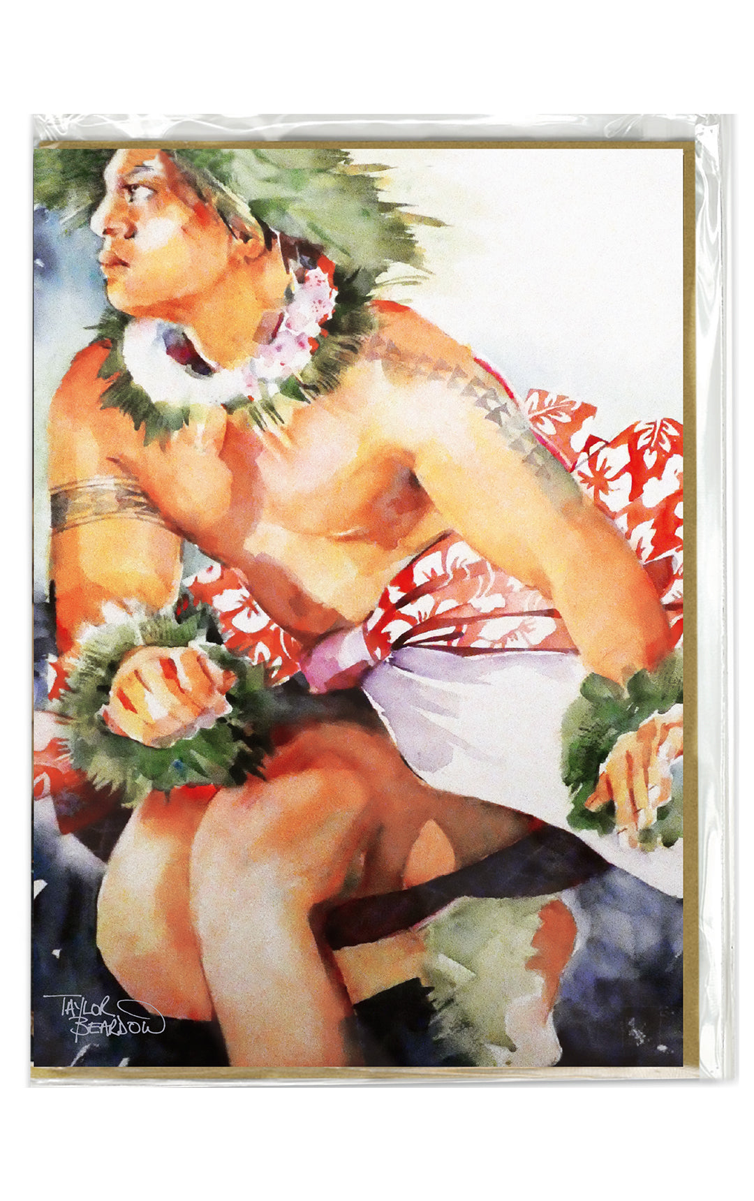 Artistic depiction of a traditional Hawaiian hula dancer surrounded by flowers