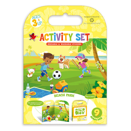 Packaging of a children's activity set with beach park theme