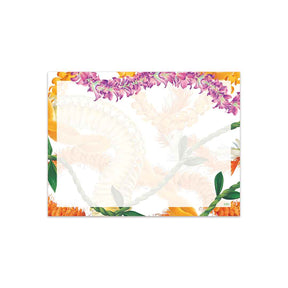 A rectangular stick 'n notes pad with a colorful floral design and a white background, adorned with a leafy pattern.
