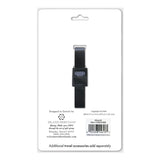 Back of white luggage tag package with black strap