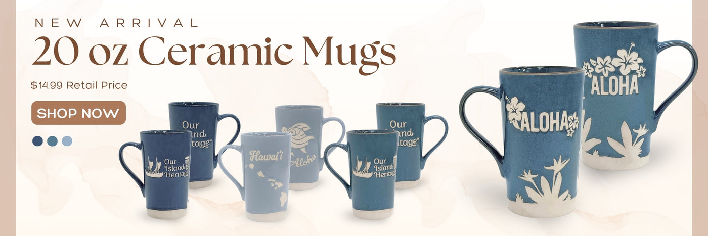 homepage banner featuring 20 oz extra large mugs 4 variants hawaii 