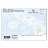 Map postcard of Kauai with 'Island Heritage' branding and a scenic view.