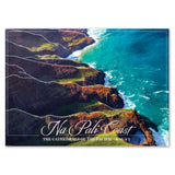Scenic view of Na Pali Coast with cliffs and ocean, featuring the text 'Na Pali Coast'.