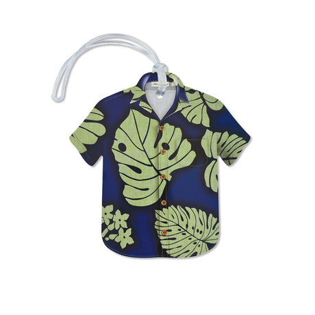 Close-up of the clear 8-inch strap included with the Aloha Shirt Luggage Tag, Aloha Monstera Blue, for secure attachment