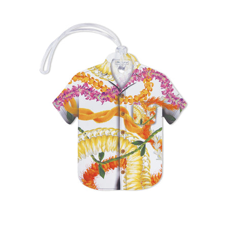 Aloha Shirt Luggage Tag, Leis of Aloha 2, showcasing a colorful lei-inspired Hawaiian design