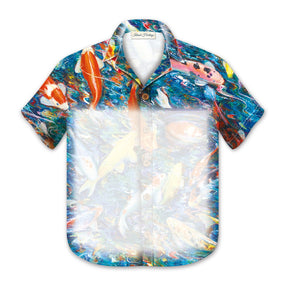 Aloha Shirt Magnetic Notepad, Koi Fish 1 by K. Sachi Conway, featuring a vibrant koi fish design with 80 sheets
