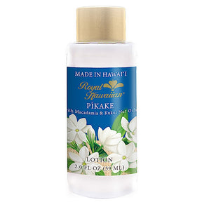 Royal Hawaiian Pikake Lotion bottle displaying ingredients and product details