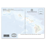 Postcard with a map of Hawaii and 'Island Heritage' branding on a light blue background.