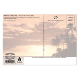 Postcard with palm tree silhouette and sunset design, featuring Island Heritage branding.