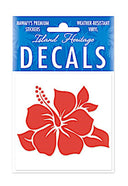 A pack of Hawaii's Premier Weather Resistant Decals with a red flower design.