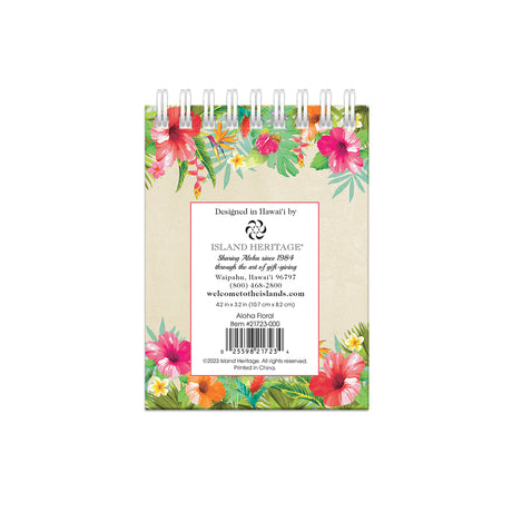 spiral note book Hawaii floral aloha back