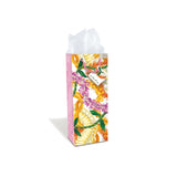A tall wine gift bag with tissue paper.