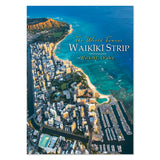 Aerial view of Waikiki Strip with ocean and cliffs, promotional text overlay.